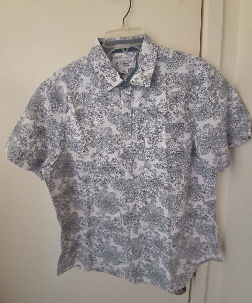 Original Penguin Floral Heritage Slim Fit Short Sleeve Shirt Size L